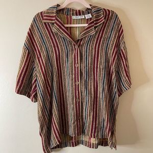 Chaus| Nordstrom| Size 10| 100% Silk| Vintage Button Up| Stripe print